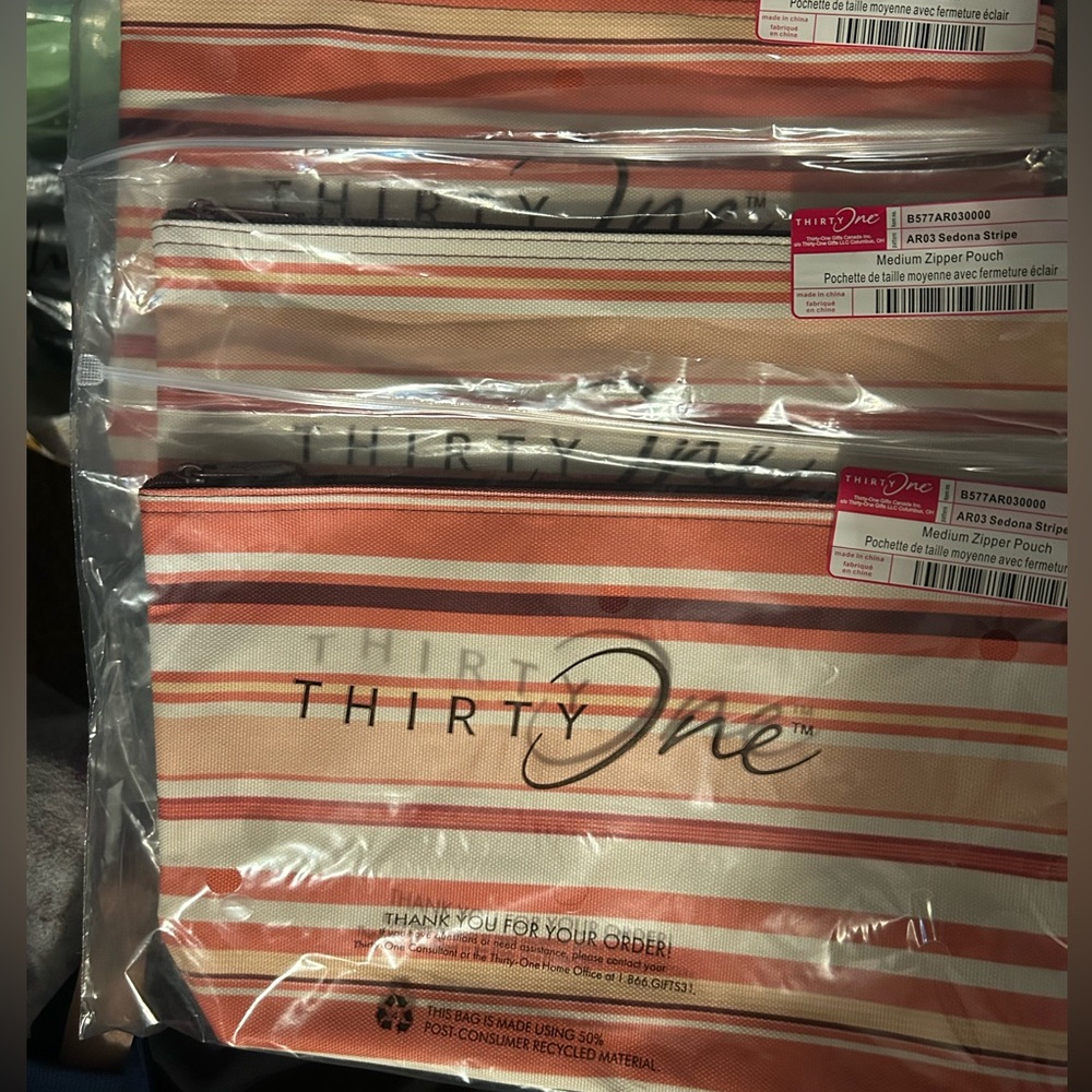 Thirty-One Vibrant Striped Pouch - Picture 1 of 1